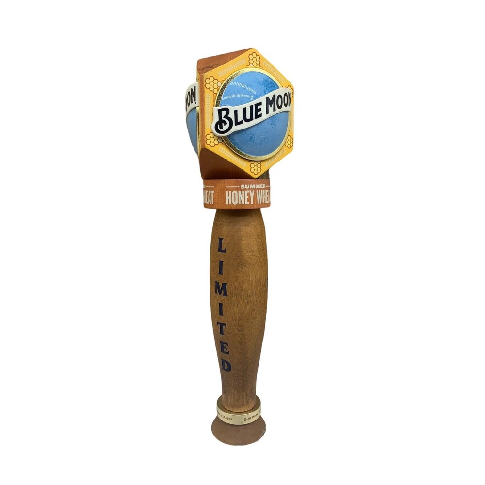 Blue Moon Summer Honey Wheat Limited Wooden Tap Handle Man Cave Decor 11"